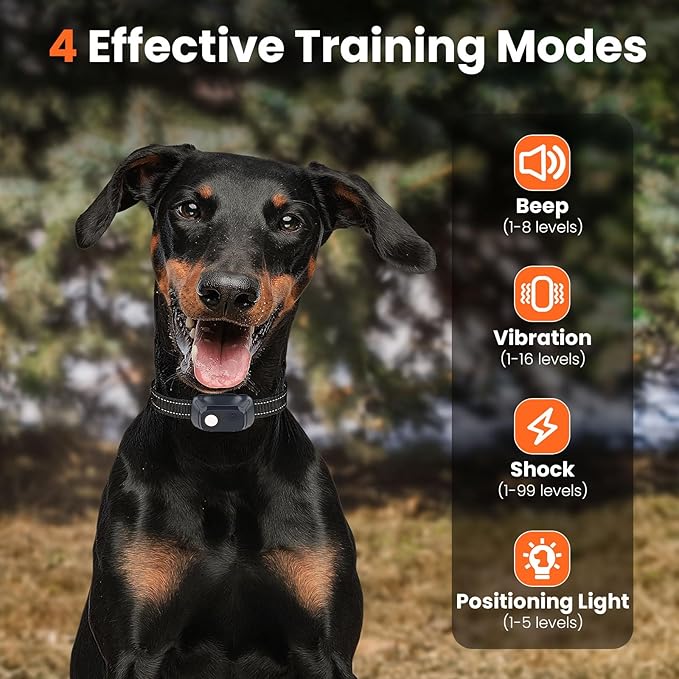 Dog Shock Collar - 4000FT Remote Training Collar with 4 Modes & LED Lights, IP67 Waterproof, Rechargeable E Collar for Small to Large Dogs (8-150 Lbs), Green