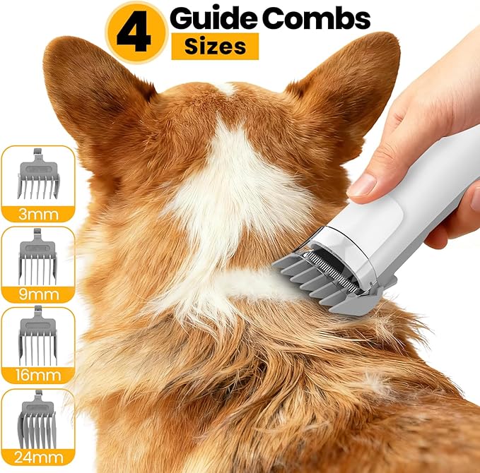 Dog Grooming Vacuum, All-in-One Pet Grooming Kit with Hair Clipper & Shedding Brush, Low Noise 12,000Pa Dog Hair Remover Vacuum, Pet Groomer Set with Cleaning Brushes, PG01