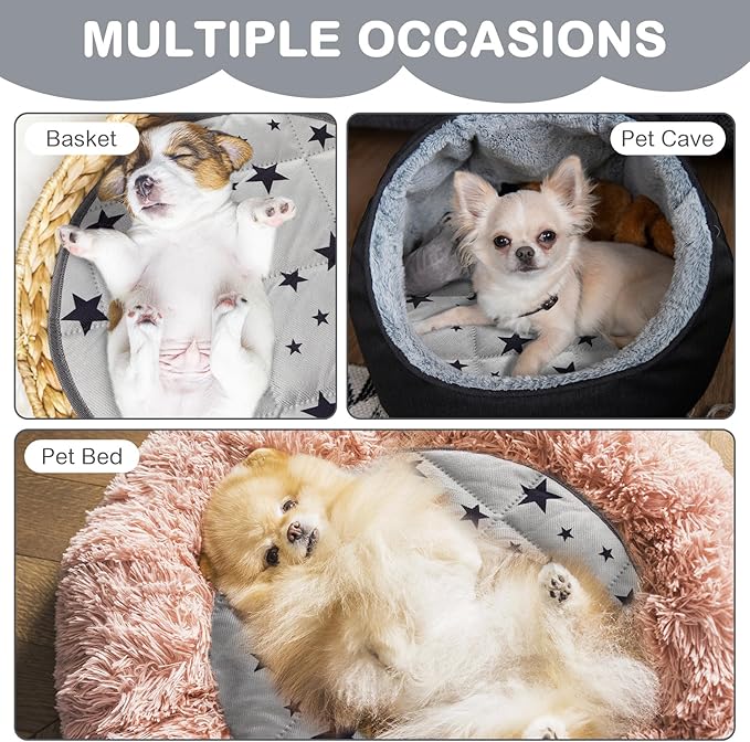 Namalu 4 Pack Self Warming Cat Bed Self Heating Cat Mat Star Pattern Soft Dog Crate Pad Thermal Pet Mat Anti Slip Kennel Dog Washable Warming Bed for Outdoor Indoor(15.7 Inch,Gray)