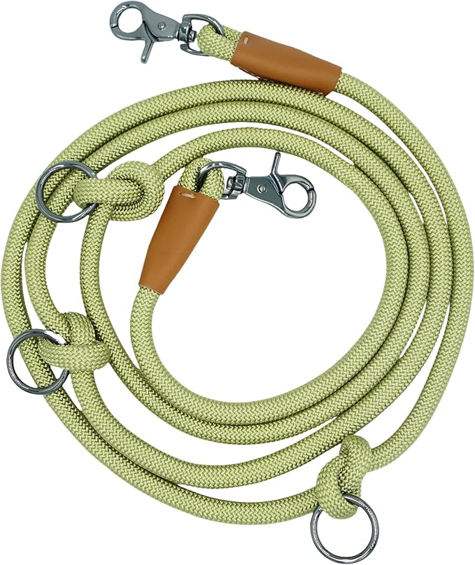 8FT Hands Free Dog Rope Leash, Waist Body Running Leash for Dog Walking (Lime Green, 8FTx10MM)