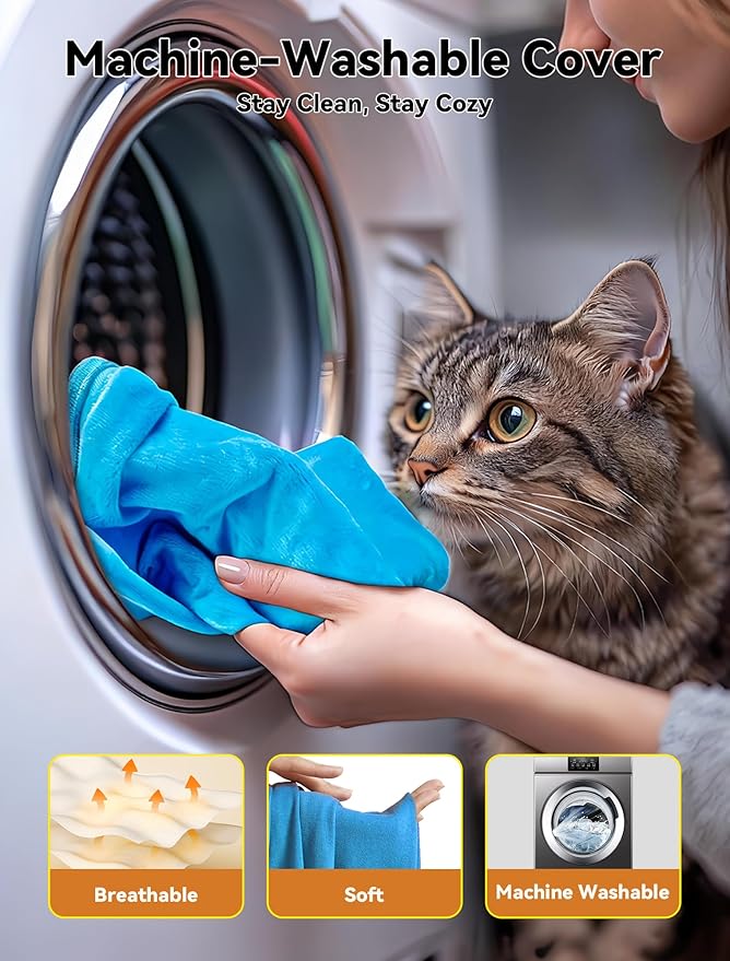 Outdoor Pet Heating Pad for Dog & Cat, Multi-Size Waterproof Heated Cat Dog Bed for Outside, Pet Heater Warmer Mat Blanket with Chew Resistant Cord for Senior Dog Cat House Whelping Box,Blue,16" x 20"