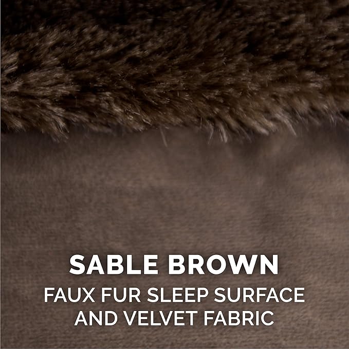 Furhaven Orthopedic Dog Bed for Large Dogs w/ Removable Bolsters & Washable Cover, For Dogs Up to 125 lbs - Plush & Velvet L Shaped Chaise - Sable Brown, Jumbo Plus/XXL