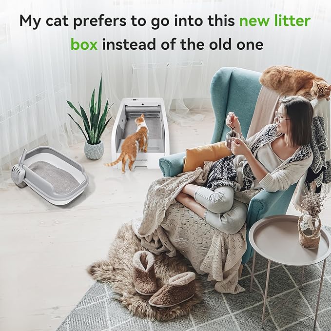 Self Cleaning Litter Box, Upgraded Automatic Cat Litter Box Self Cleaning That Can Use Clumping Cat Litter, Anti Pinch and Odorless