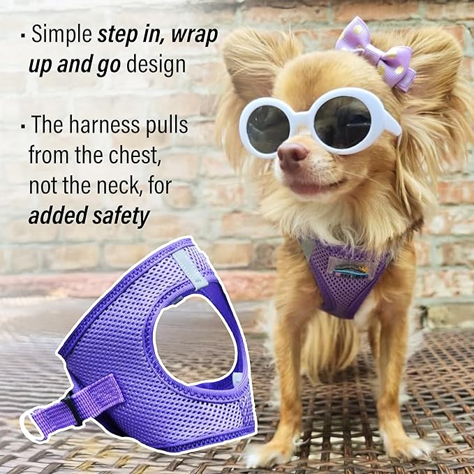 Doggie Design Dog Harness - No Choke Dog Harness, Dog Vest, Mesh Polyester, Pet Harness, Simple Step in and Go Design - Paisley Purple