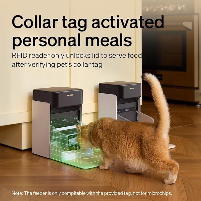 PETLIBRO RFID Automatic Cat Feeder, Collar Tag Activated Personal Meals, 5G Wi-Fi Multiple Cats Feeder for 3 Cats, App Control Cat Food Dispenser for Pets with Different Diets