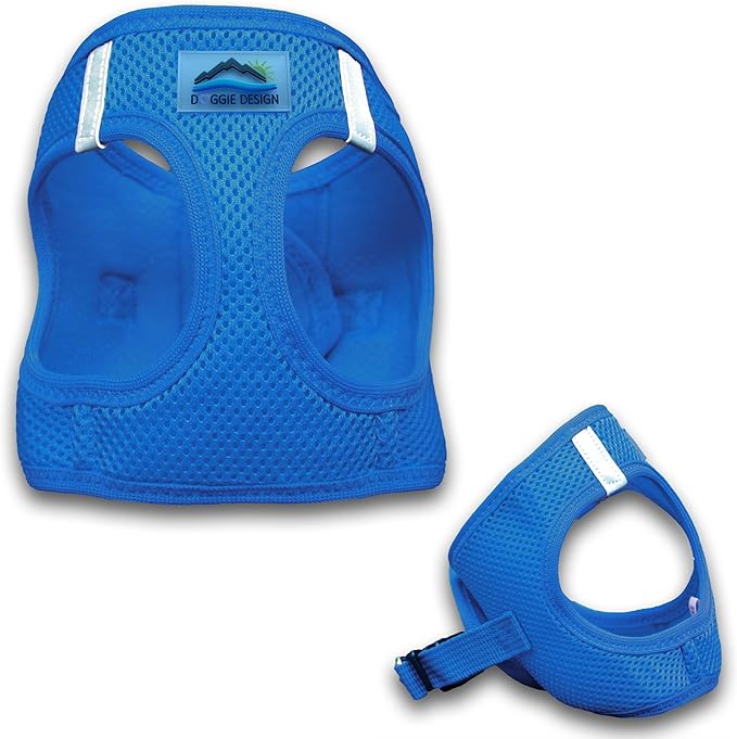 DOGGIE DESIGN American River Solid Ultra Choke-Free Dog Harness - Cobalt Blue (XX-Large)