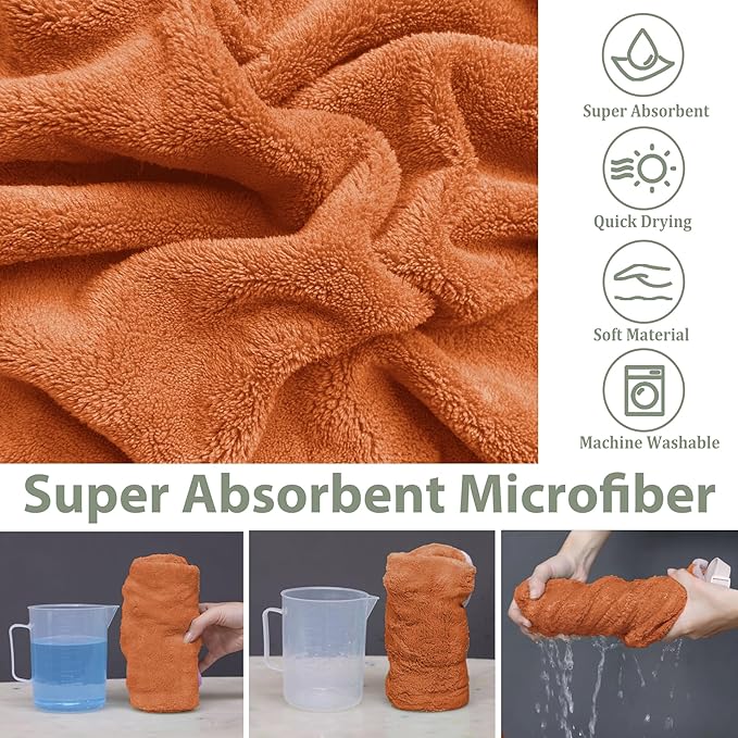 Dog Bathrobe Super Absorbent Towel Robe - Microfiber Bath Towels Fast Drying Coat for Dogs, Cute Dogs Clothes Adjustable Collar & Belly Strap Warm Keeping Hooded Dog Towel (Orange, Small)