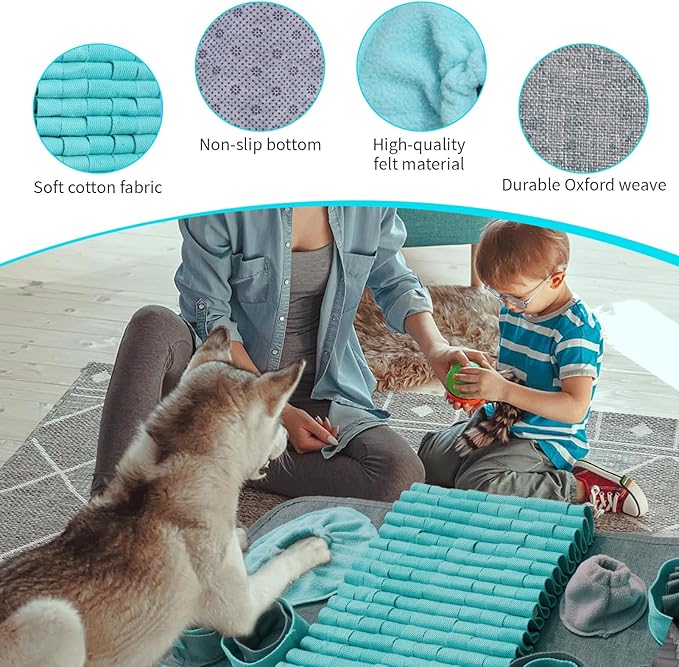 Snuffle Mat for Dogs, Pet Snuffle Mat for Small and Medium Dogs, Interactive Sniff Mat Feeding Mat for Puppies, Slow Feeder Dog Treat Mat for Training and Stress Relief