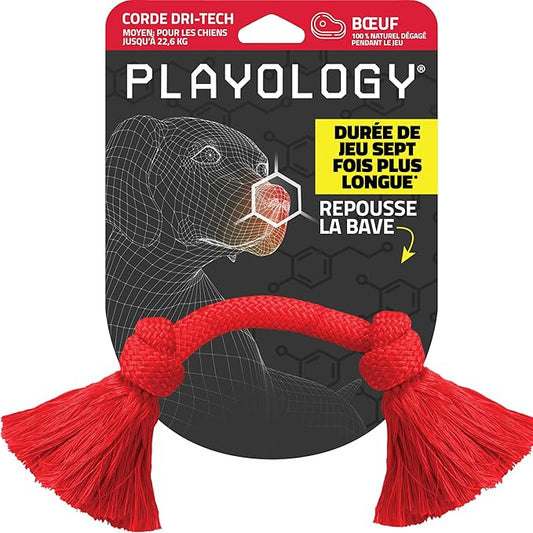 Playology Dog Toys | Dri-Tech Rope Toy Tug of War Rope for Aggressive Chewers | Medium Beef Scented Toy - Easy to Clean and Made from Non Toxic Materials
