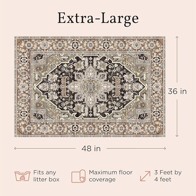 Lovewag Cat Litter Mat 2 Pack - Large 36x48 Machine Washable Easy Clean Non-Slip Waterproof Trapping Mats for Cats - (Rustic Terracotta)