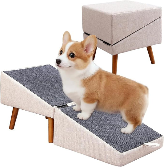 Dog Ramp for Couch and Bed, Dog Stairs for Small Dogs and Cats, Foldable Pet Steps for Medium Senior Dogs and Puppy, Split Ottoman Design Pet Ramp