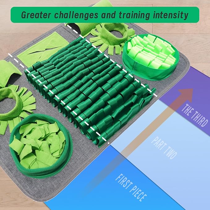 Snuffle Mat for Dogs, Pet Snuffle Mat for Small and Medium Dogs, Interactive Sniff Mat Feeding Mat for Puppies, Slow Feeder Dog Treat Mat for Training and Stress Relief