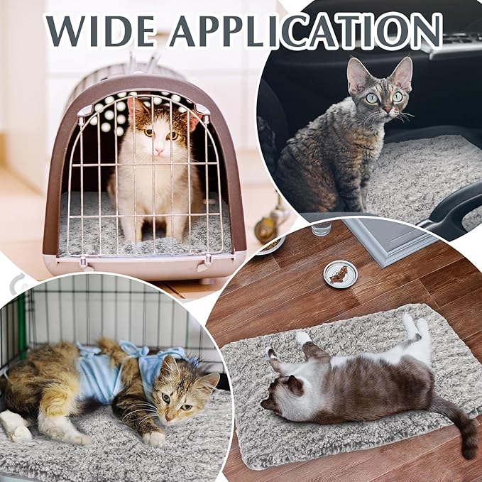 4 Pack Self Warming Cat Pads Self Heating Cat Mat Washable Homeless Dogs Thermal Pads Kennel Pad Reflects Body Heat Warm Crate Bed Mat for Indoor Outdoor Pet(Gray,22 x 35 Inch)