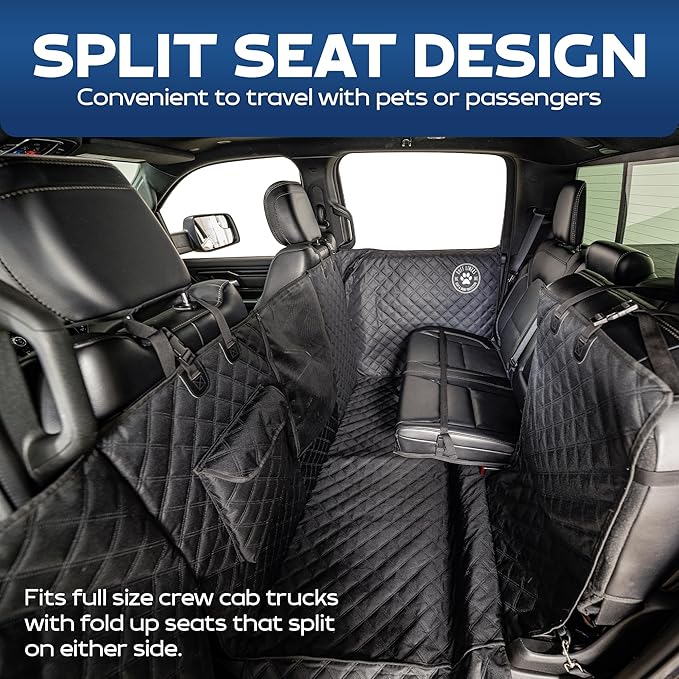 Ruff Liners XL Floor Cover with Door Protection, Black – As Seen on Shark Tank – Fits Full Size Crew Cab Trucks with Fold Up Seats, Waterproof & Machine Washable – Sturdy XL Dog Hammock for Truck