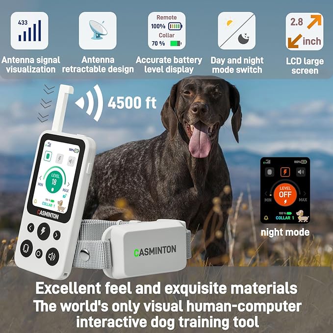 Shock Collar for 2Dogs [CRS01Pro]126 Training Levels, 4 Powerful Modes With 2.8-inch LCD high-definition display100% Safe Training Collar for Large Medium Small Dogs IPX7 Waterproof E Collar