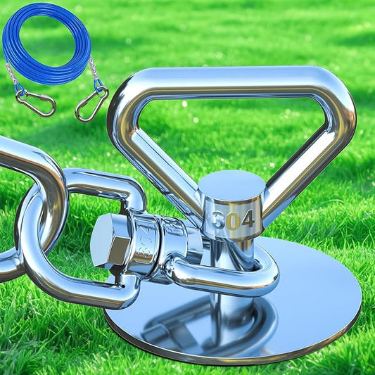 Dog Tie Out Cable and Stake,(up to 200lbs) 360° Swivel Dog Run Anchor -with 15FT Heavy Duty Cable,Runner for Yard-Dog Stake for Yard Outdoor Camping