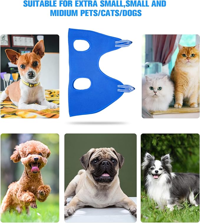 10 in 1 Dog Pet Grooming Hammock Harness with Nail Clippers/Trimmer, Dog Hammock for Nail Trim, Grooming Sling Hanger for Nail Trimming/Clipping (S/Under 30lb, Blue)