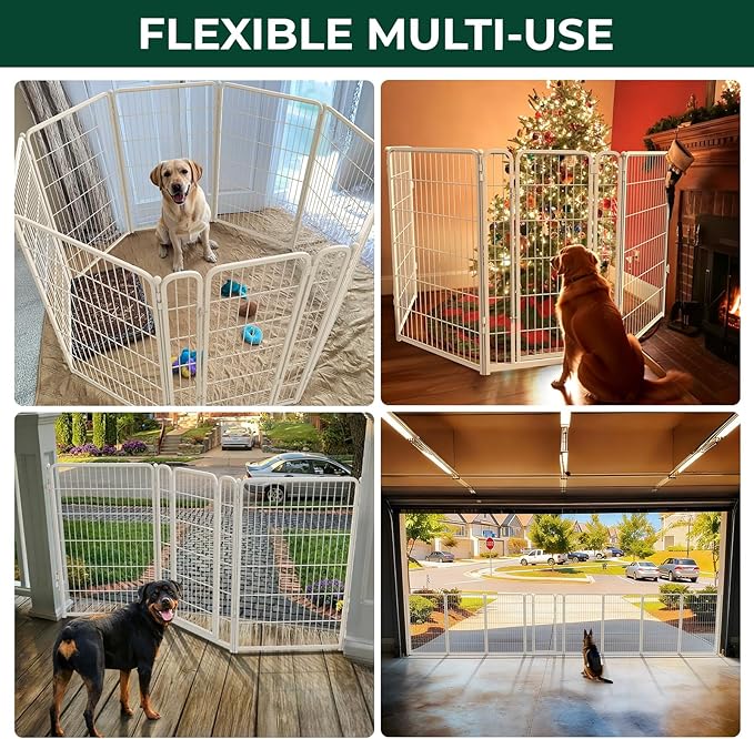 FXW Dog Gate Extra Wide Designed for Indoor Use, Adjustable Width Up to 55-inch Wide (45" H 2 Wire Panels for Large Dogs), White