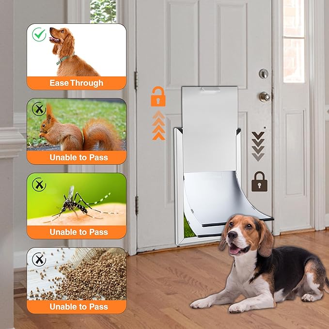 Extra Large Dog Door - Heavy Duty Aluminum, Extreme Weather, Dual Flap, Lockable for Large & Extra Large Dogs Up to 220 lbs