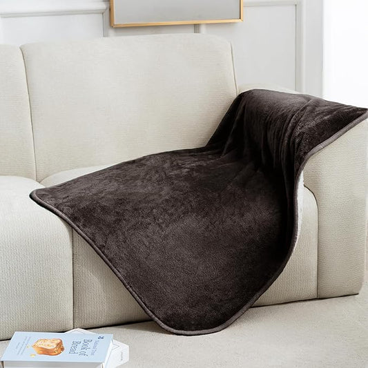 gogobunny Waterproof Bed Blanket, Reversible Sherpa Fleece Throw Blanket for Dog Puppy Cat, Furniture Cover Protects Bed Couch Sofa from Liquid Pee and Pet Fur (Dark Brown, 30x40 inches)