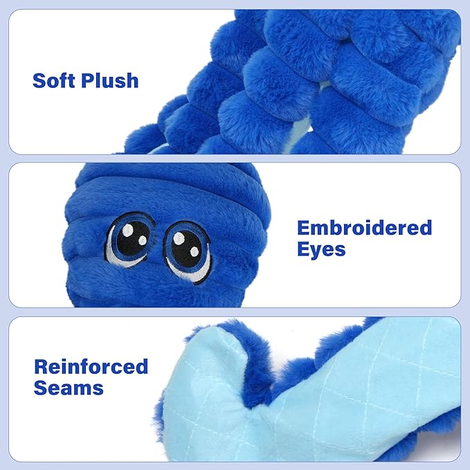 Prime Pets Squeaky Dog Toys for Large Dogs, 27” Extra Large Octopus Dog Toy to Keep Them Busy, Interactive Plush Chew Toy for Small Medium Large Dogs, Tug of War Pet Toys, Blue