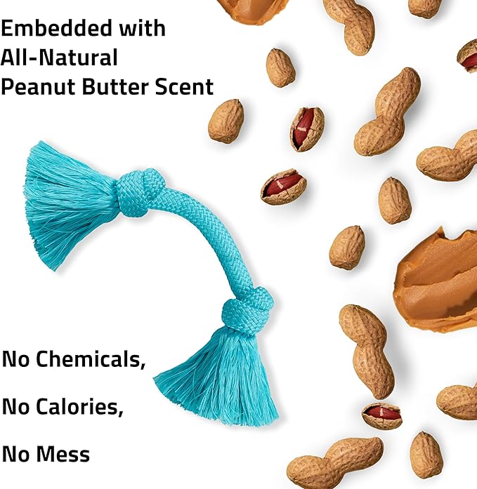 Playology Dog Toys | Dri-Tech Rope Toy Tug of War Rope for Aggressive Chewers | Medium Peanut Butter Scented Toy - Easy to Clean and Made from Non Toxic Materials