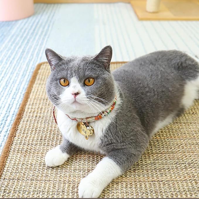 Cat Scratcher Mat for Indoor Cats, Natural Sisal Cat Scratch Blanket with Tapes, Cat Floor Corner Scratching Pad, Cat Furniture Couch Carpets Protector (S (15.7 x 11.8 Inch) / 2 Pack)