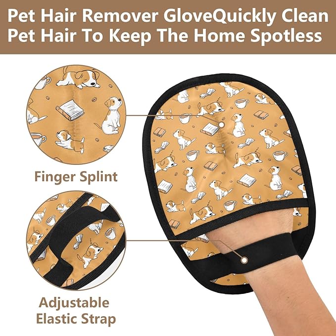 Pet Grooming Gloves Reusable Dog & Cat Hair Remover for Furniture, Car Interiors Multi-Surface Deshedding Tool for Carpets, Bedding & Home Cleaning