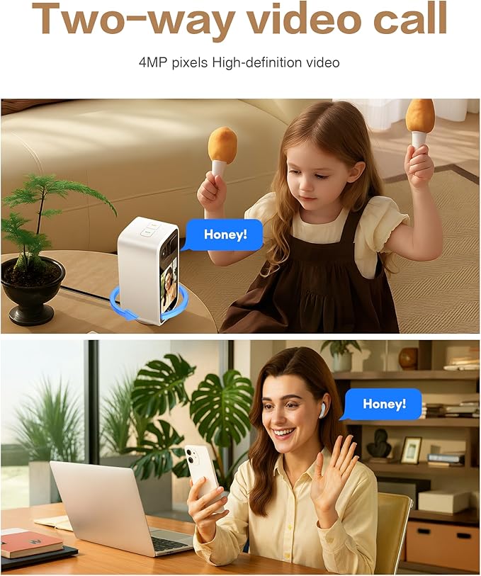 NGTeco Two Way Video Calling Camera, Elderly Baby Pet Monitor 4MP HD Indoor, Dual-Band WiFi (2.4/5GHz), 2.8" Screen, One-Touch Call, Motion Detection & Physical Lens Cover