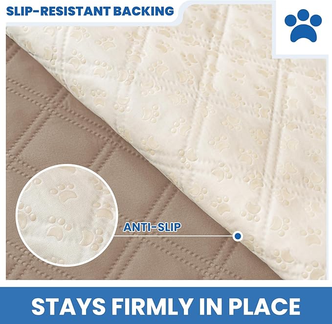 Waterproof Dog Bed Cover, Non-Slip Dog Blanket for Couch, Couch Covers for Dogs Washable, Pet Blanket for Furniture, Pet Bed Mat for Sofa, Car, Pet Supplies (82x120 Inch, Khaki)