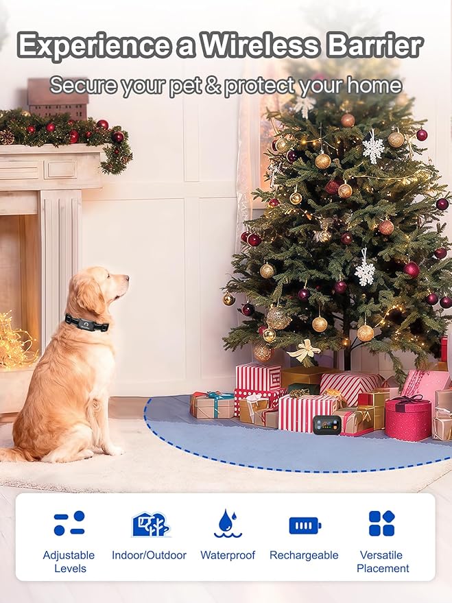 MIMOFPET Wireless Pet Barrier - Indoor Outdoor Waterproof Barrier with Adjustable Range up to 8.2 ft,Adjustable Safe Static Intensity, Rechargeable Boundary System for Dogs (Wireless Barrier System)