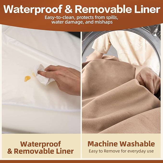 Sytopia XXL 35D Memory Foam Dog Bed, 7 Inch Thick Extra Large Orthopedic Couch for Senior Dogs Over 100 Pounds, Water Resistant and Washable Cover, Liner, Brown