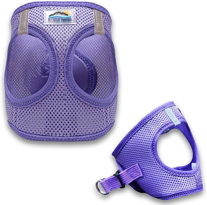 Doggie Design Dog Harness - No Choke Dog Harness, Dog Vest, Mesh Polyester, Pet Harness, Simple Step in and Go Design - Paisley Purple - M