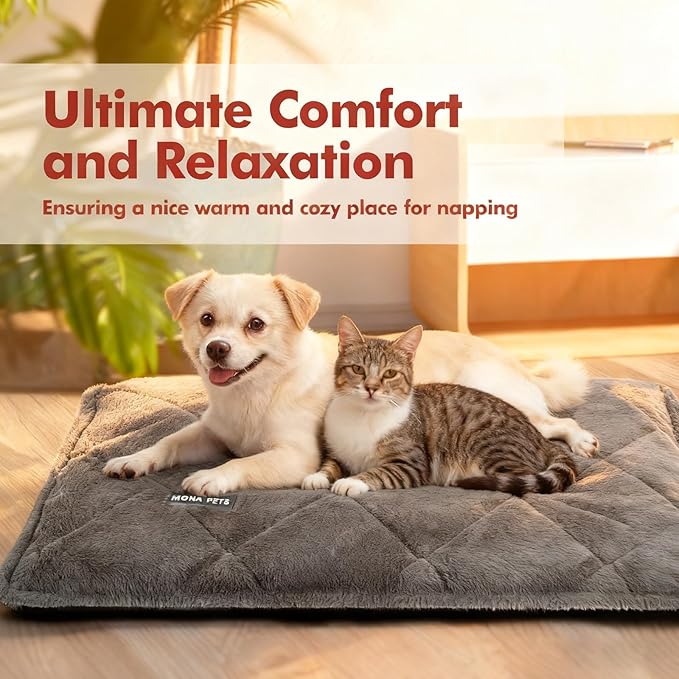 Mora Pets Self Heating Cat Bed Self Warming Cat Ped Ultra Warm Thermal Pet Bed Mat 30 x 21 Inches with Removable Cover Outdoor Indoor for Cats and Small Medium Dogs Machine Washable