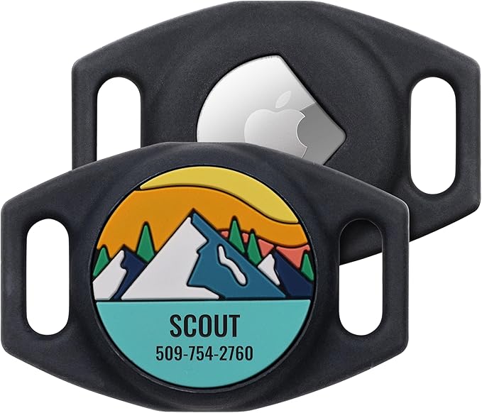 GoTags Designed for Airtag Engraved Dog Collar Holder, Personalized Airtag Case for Pet Collar, Up to 2 Lines of Custom Text, Slide On Tag for GPS Dog Tracker, Compatible with Apple iPhone, Small