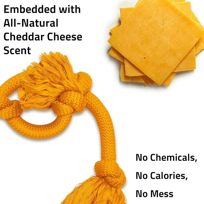 Playology Rope Toys for Dogs | Tug of War Dog Toy for Aggressive Chewers | Cheddar Cheese Scented Dog Toys | Mega Rope Toy for Interactive Play