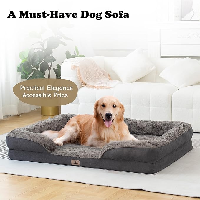 XL Orthopedic Dog Beds Large Sized Dog - Washable Large Dog Cat Bed Waterproof, Comfort Dogs Couch Sofa with Washable Removable Cover, Pet Bed with Nonskid Bottom, Dark Grey, 48"