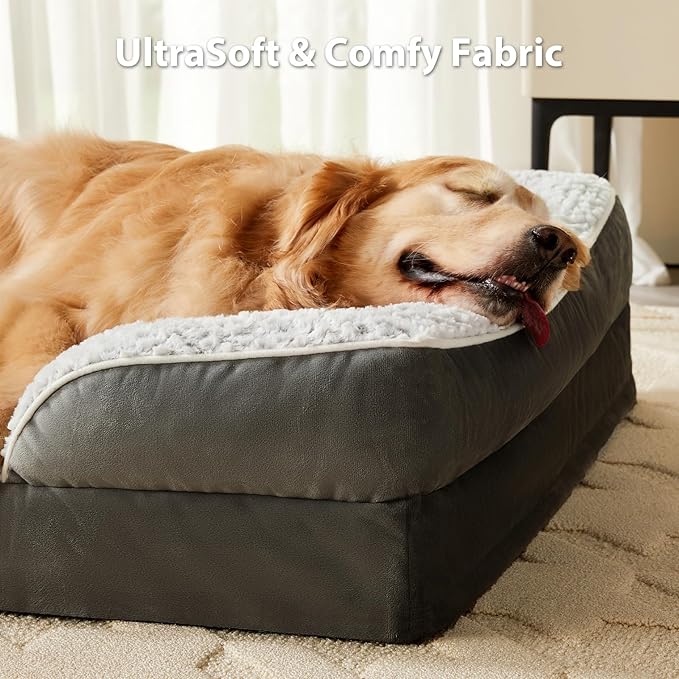 Orthopedic Dog Bed for Medium Dogs, Egg Crate Foam Bed for Medium Dogs, Equipped with Removable Waterproof Pillow Cover and Anti-Slip Bottom, Pet Bed