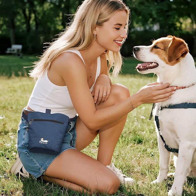 Dog Travel Bag for Pet Kit for Supplies with 2 Food Storage Containers 2 Collapsible Bowls 1 Feeding Mat 1 Dog Treat Pouch 7-Piece Set Perfect Road Trips Camping Weekend Doggy Gift, Navy Blue