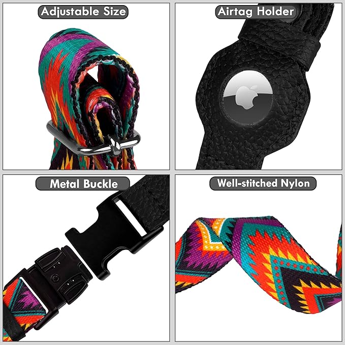 AirTag Dog Collar with Metal Buckle - Printed Nylon Soft Leather Dog Collar with Apple AirTag Holder - Secure Tracking GPS Pet Collars for Girl Boy Small Large Dogs (S, 12"-15" Neck Fit, Arrows)