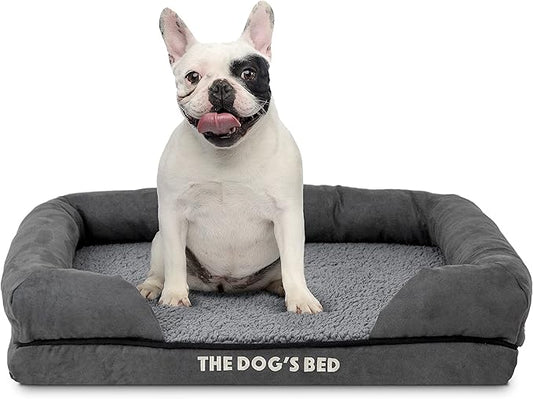 The Dog’s Bed, Small Plush Grey, Memory Foam, Pain Relief: Arthritis, Hip & Elbow Dysplasia, Post Surgery, Lameness, Supportive, Calming, Waterproof Washable Cover, Veterinary Approved
