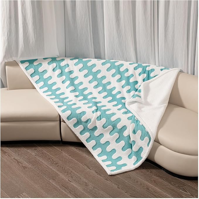 Waterproof Pet Blanket,Dog Bed Covers Couch Sofa Stylish Jacquard Pets Throw Blankets for Puppy Cats Washable Reversible Furniture Protection Covers (Blue Wave,XL)