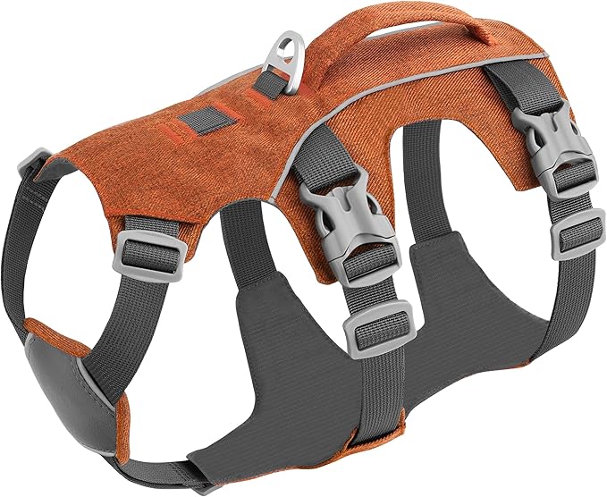 Escape Proof Dog Harness Medium Sized Dog, Reflective No Pull Dog Vest with Handle, Lightweight Full Body Pet Harness Adjustable for Walking,Training(Orange,Chest:17-32")
