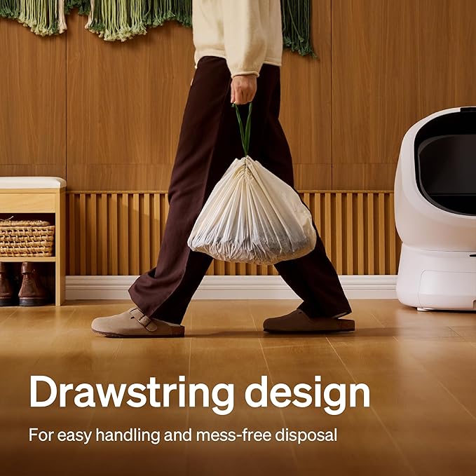 PETLIBRO Self Cleaning Litter Box Liner, 40 Count Cat Litter Bags for Automatic Litter Box, Strong and Durable Drawstring Waste Bags