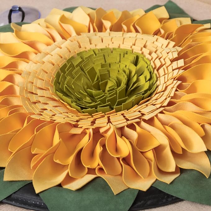 Snuffle Mat for Dogs Sunflower Interactive Puzzle Slow Feeder Dog Treat Mat for Boredom Training Stress Relief and Encourages Natural Foraging Skills Enrichment Toys to Keep Them Busy Yellow 20Inch