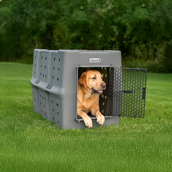 Dakota 283 Canine Rough and Tough Economy Dog Crate w/ Removable Two-Way Door - Heavy Duty Outdoor Kennel for XL Breed Dogs (Dark Granite, Extra Large)