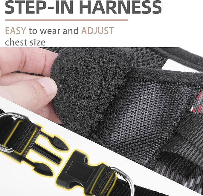 PUPTECK Dog Harness and Leash Set for Small Medium Dogs No Pull Step-in Soft Mesh Puppy Cat Vest Harnesses Reflective at Night, Plaid Pattern Black XS