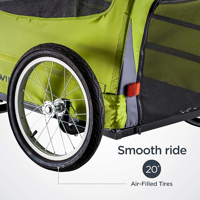 Schwinn Rascal Pet Trailer, Holds Pets Up to 50 or 100 lb, Universal Coupler, Folding Frame, Quick-Release Wheels, Rear Doggy Door, Leash, Washable Liner, Bug Screen, Schwinn Bike Trailer for Pets