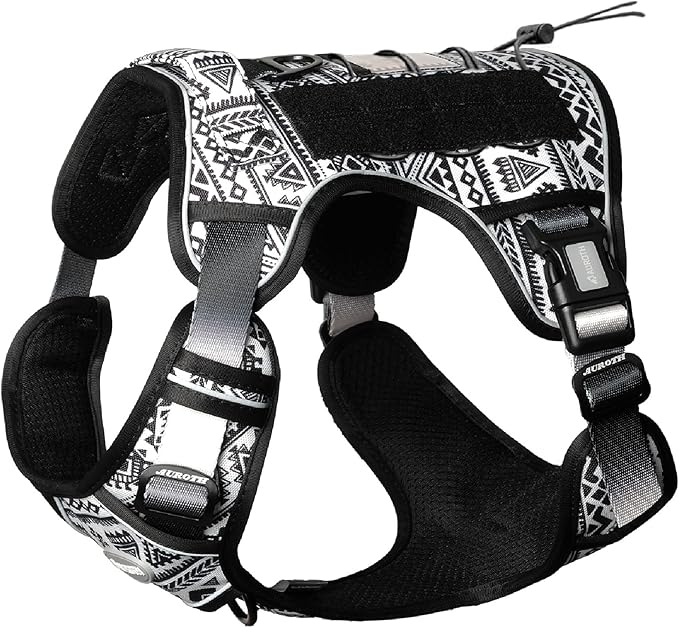 AUROTH Tactical Dog Harness for Large Dogs No Pull Adjustable Pet Harness Reflective K12 Working Training Easy Control Pet Vest Military Service Dog Harnesses