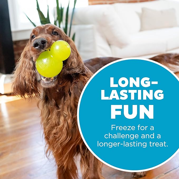 Outward Hound Double-Tuff Stuffable Dog Toy, Large 5-Inch Green - Treat Dispensing Chew Ball for Medium to Large Dogs, Interactive Puzzle for Enrichment & Slow Feeding